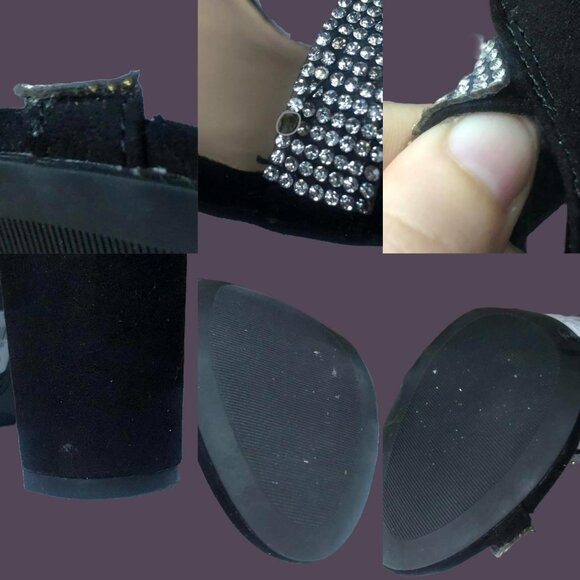 Strappy Diamanté Block Heels [BLACK] - Picture 9 of 9